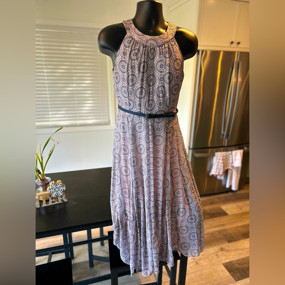 Tommy Hilfiger belted summer dress with chiffon overlay in size 6